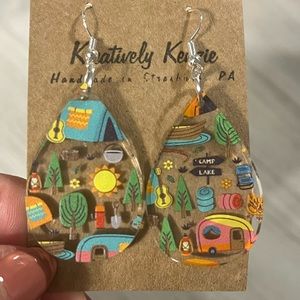 Earrings with outdoors/camp design